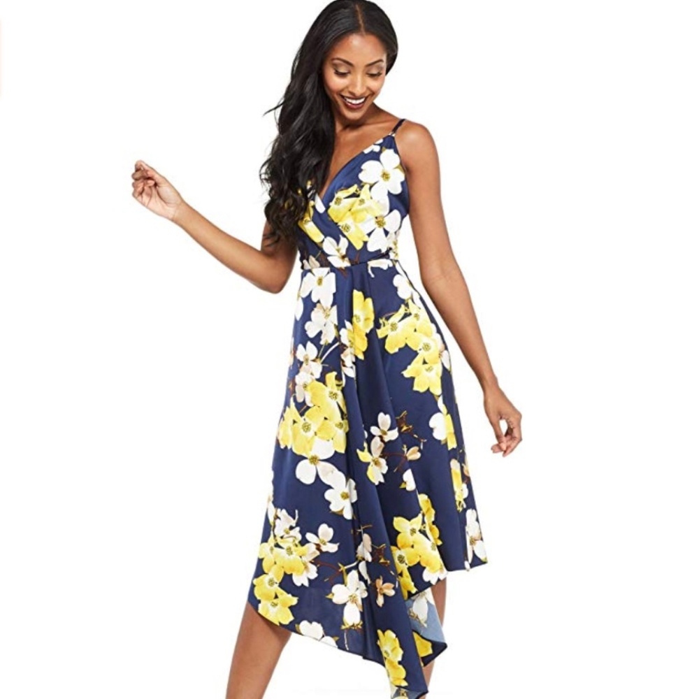 Maggie London Floral Printed Charmeuse Slip Dress